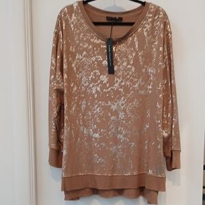Jane and Delancey Shimmering Tan & Gold Sweatshirt